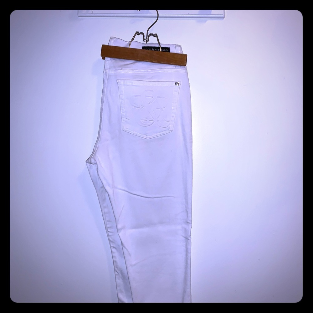 White straight leg jeans